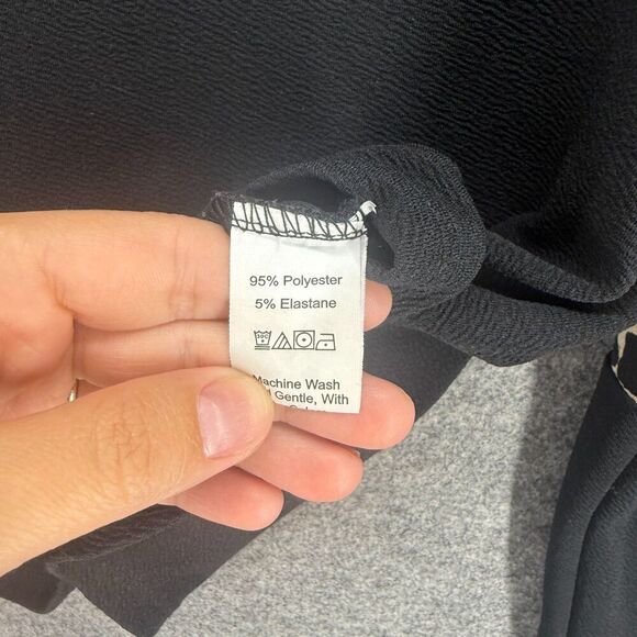 SheIn Blouse Women 8/10 Black Animal Print Long Sleeve Crew Neck Pullover Casual - Picture 4 of 7